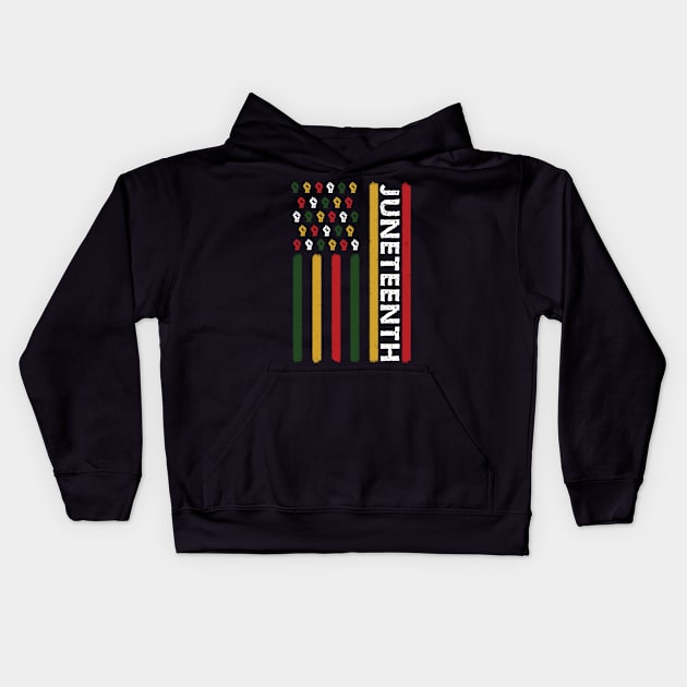 Juneteenth Flag Black Power Fists Kids Hoodie by blackartmattersshop